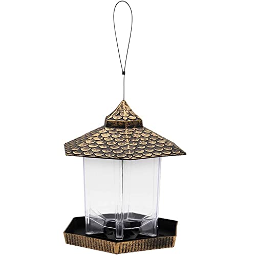 Twinkle Star Wild Bird Feeder Hanging for Garden Yard Outside Decoration, Hexagon Shaped with Roof