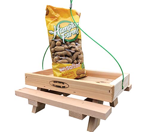 Picnic Table Platform Feeder for Birds and Squirrels with Peanuts