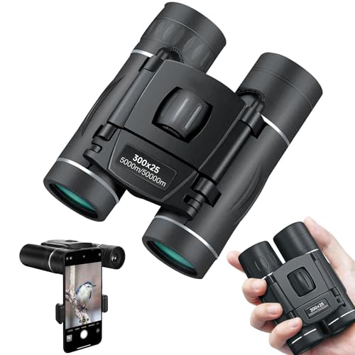 300x25 Binoculars for Adults and Kids, High Powered Mini Pocket Binoculars with Phone Adapter, Waterproof Compact Binoculars for Bird Watching, Hunting, Concert, Theater, Opera, Traveling, Sightseeing