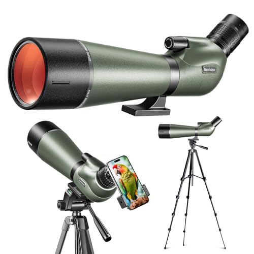 Nexiview 25-75x80 HD Spotting Scope with 64in Tripod and Upgraded Phone Adapter, Clear Image with BAK4 Prism Spotting Scopes for Target Shooting, Bird Watching, Hunting, Wildlife Viewing, Photography