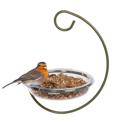 Mealworm and Blue Bird Feeder - Jacobi Jayne® Easy-Clean Hanging Treat Dish - Ideal for Bird Seed, Mealworms & Table Scraps - Hanging Bird Feeder for Wild Bird Food (Hanging Treat Dish)