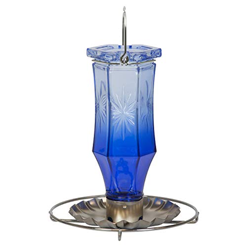 Perky-Pet Sapphire Starburst Vintage Glass Wild Bird Feeder 8138-2 , Blue