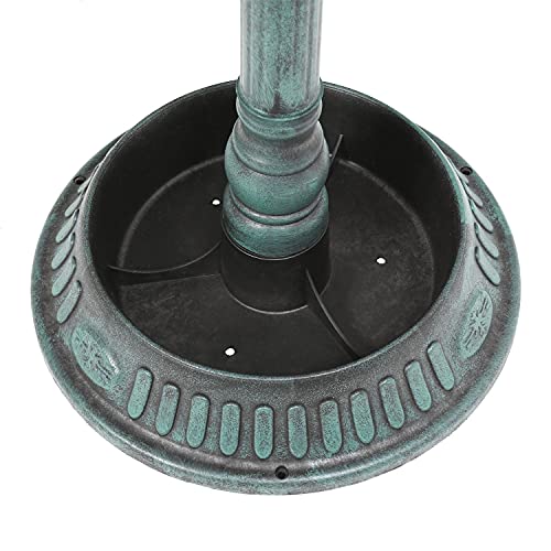 ART & ARTIFACT Solar Lamp Post Bird Bath - Weather Resistant Outdoor Pedestal LED Lighted Birdbath, Flower Planter - Verdigris Finish