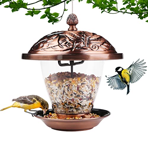 Colohas Bird Feeder, Wild Bird Feeders for Outside - Bird Seed Feeder with Metal Unique Antique Dome Roof Waterproof - Hanging Bird Feeder for Outdoor Garden Yard Balcony Decor