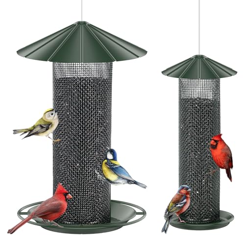 2 Pack Bird Feeder for Nyjer/Thistle Seeds,Finch Bird Feeder,Metal Mesh Bird Feeder,Bird Feeders for Outdoors Hanging,Attracting Finch,Cardinal,Chickadee and More Wild Bird