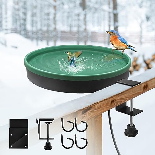 GESAIL Heated Bird Bath, 3 Easy Ways to Mount Heavy Duty Metal Pedestal Detachable Bird Bath Bowl for Easy Cleaning, 75W Heated Bird Baths for Outdoors for Winter Garden Yard Patio Lawn, Green