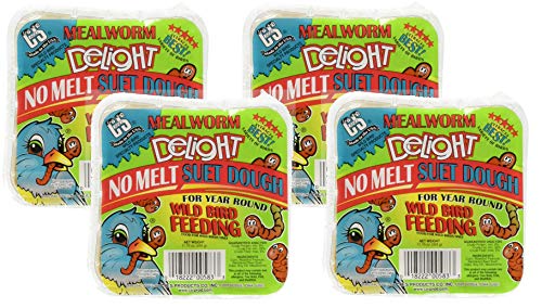 C and S C&S Products 4 Pack of Mealworm Delight No Melt Suet Dough, 11.75 Ounces Each
